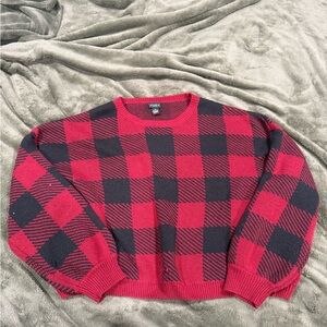 Red and Black Plaid Sweater
